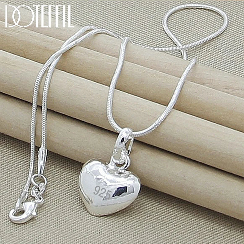 Solid Small Heart Pendant Necklace