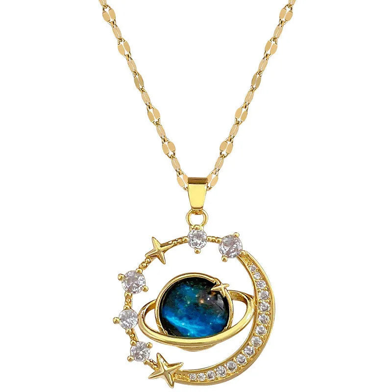 Planet Moon Pendant Necklace