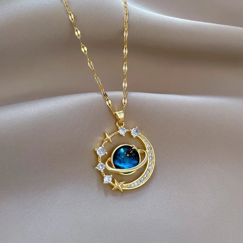 Planet Moon Pendant Necklace
