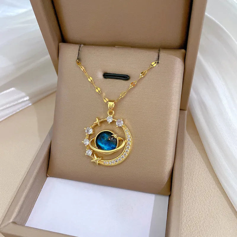 Planet Moon Pendant Necklace