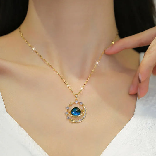 Planet Moon Pendant Necklace